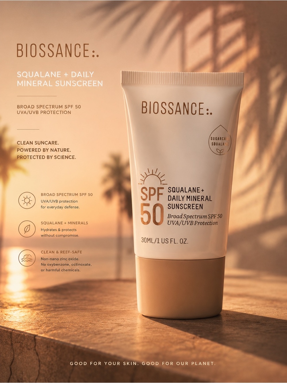 Biossance SPF 50 Squalane + Daily Mineral Sunscreen 30ml EXP: 11/2027